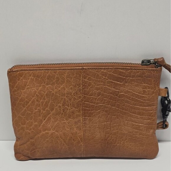 Day And Mood Tan Leather Sting Clutch Wristlet Bag Purse - Picture 3 of 8